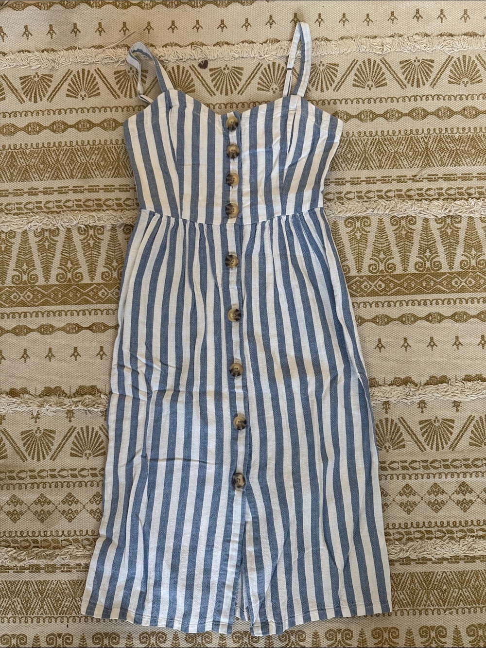 Abercrombie & Fitch Blue and White Striped Button-Front Sundress